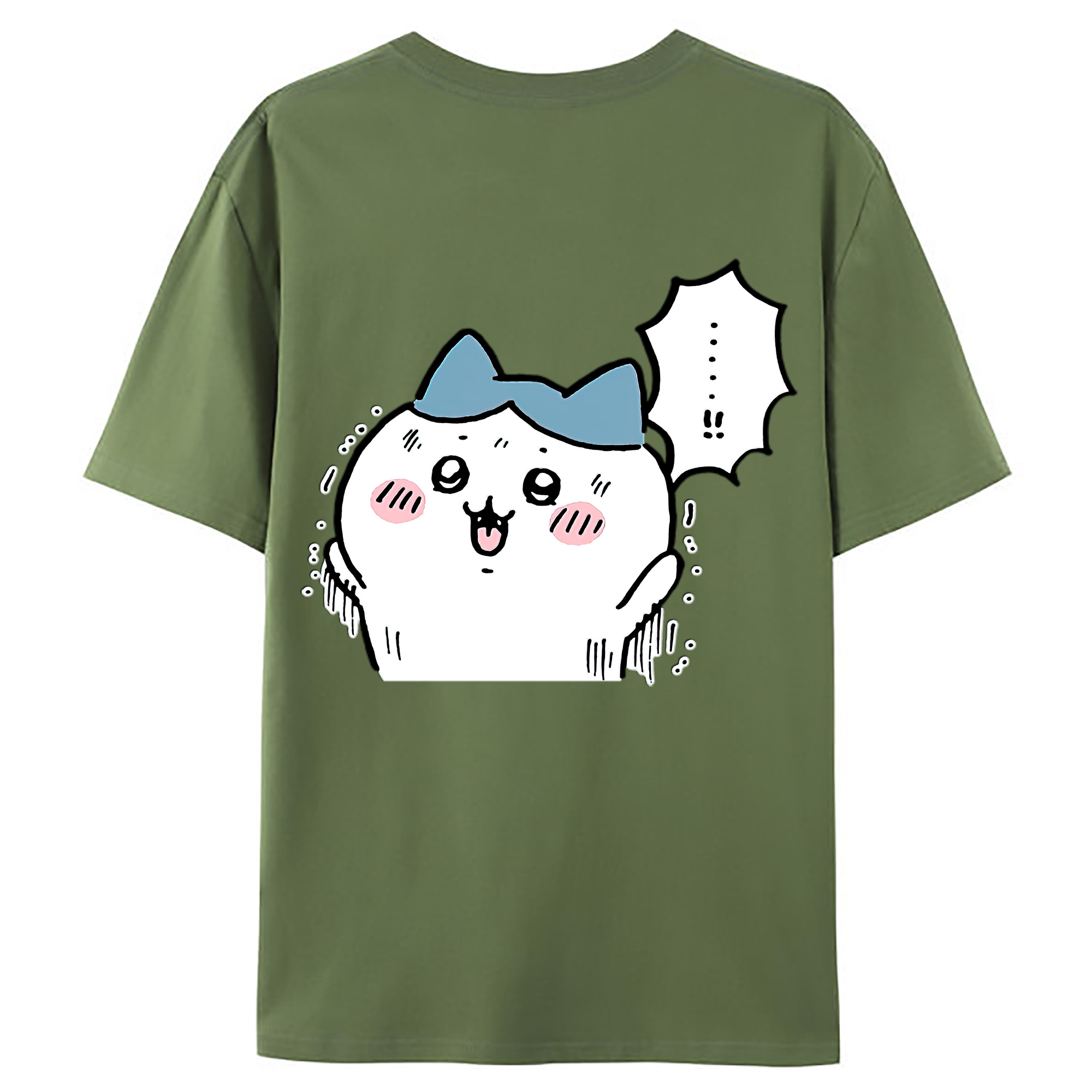 （画像用） ちいかわ ハチワレ Chii-kawa hachiware 綿100％ メンズ半袖Tシャツ（バックプリント） 通気性